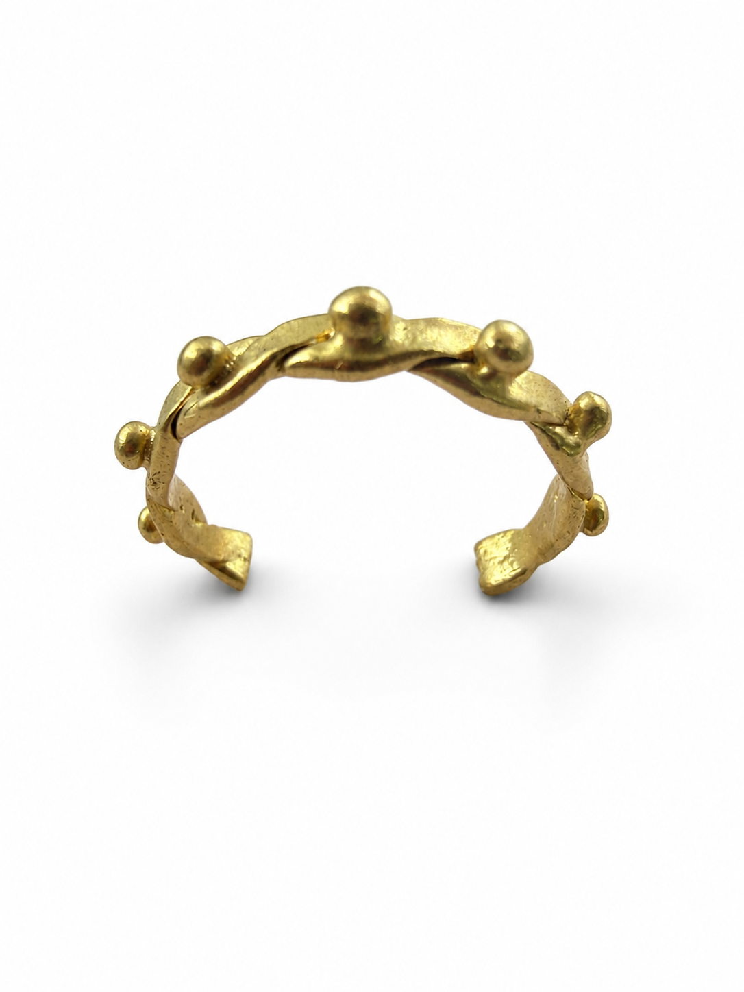 Gold Organic Beaded Adjustable Ring