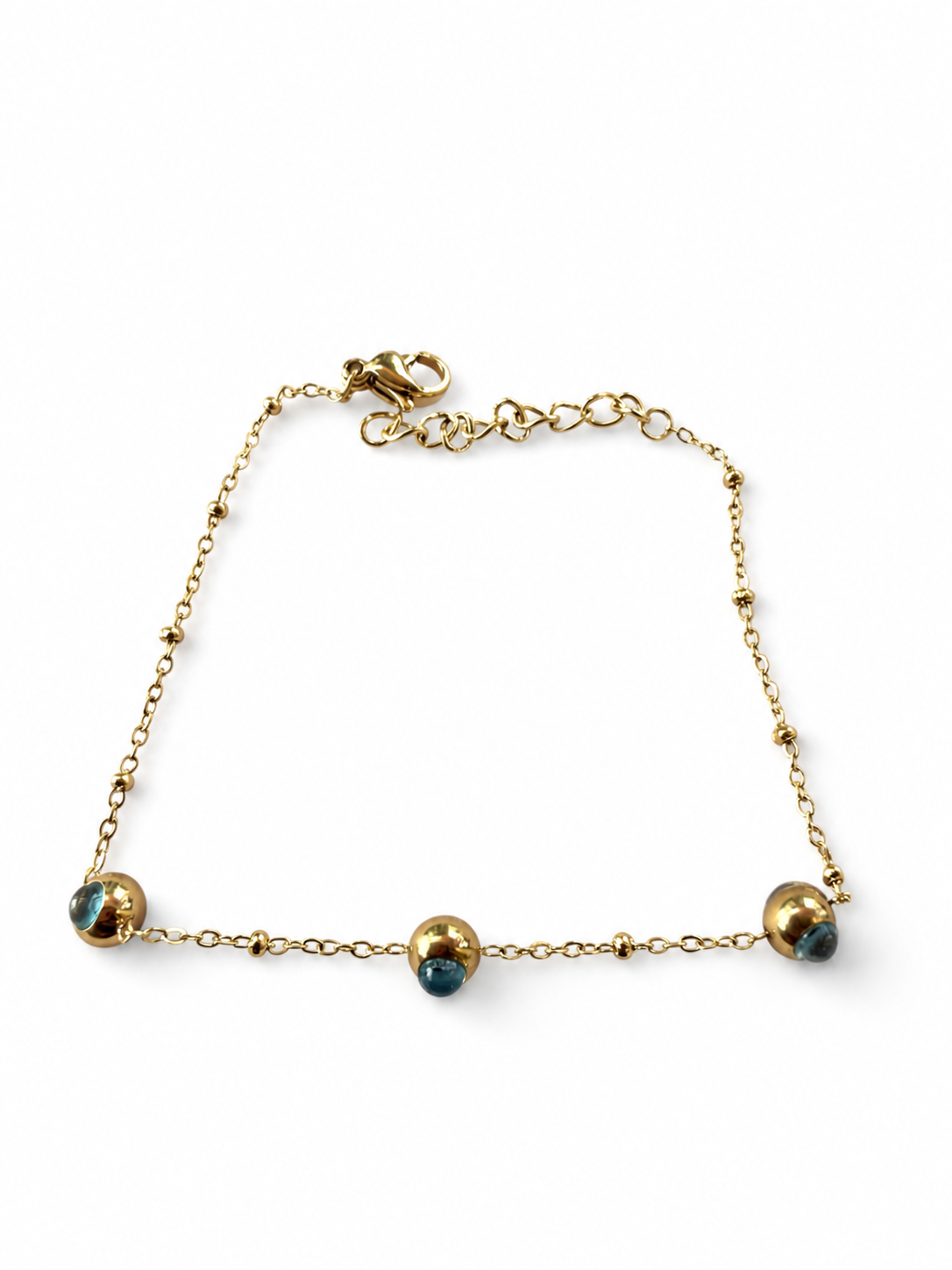 Gold Blue Evil Eye Chain Bracelet