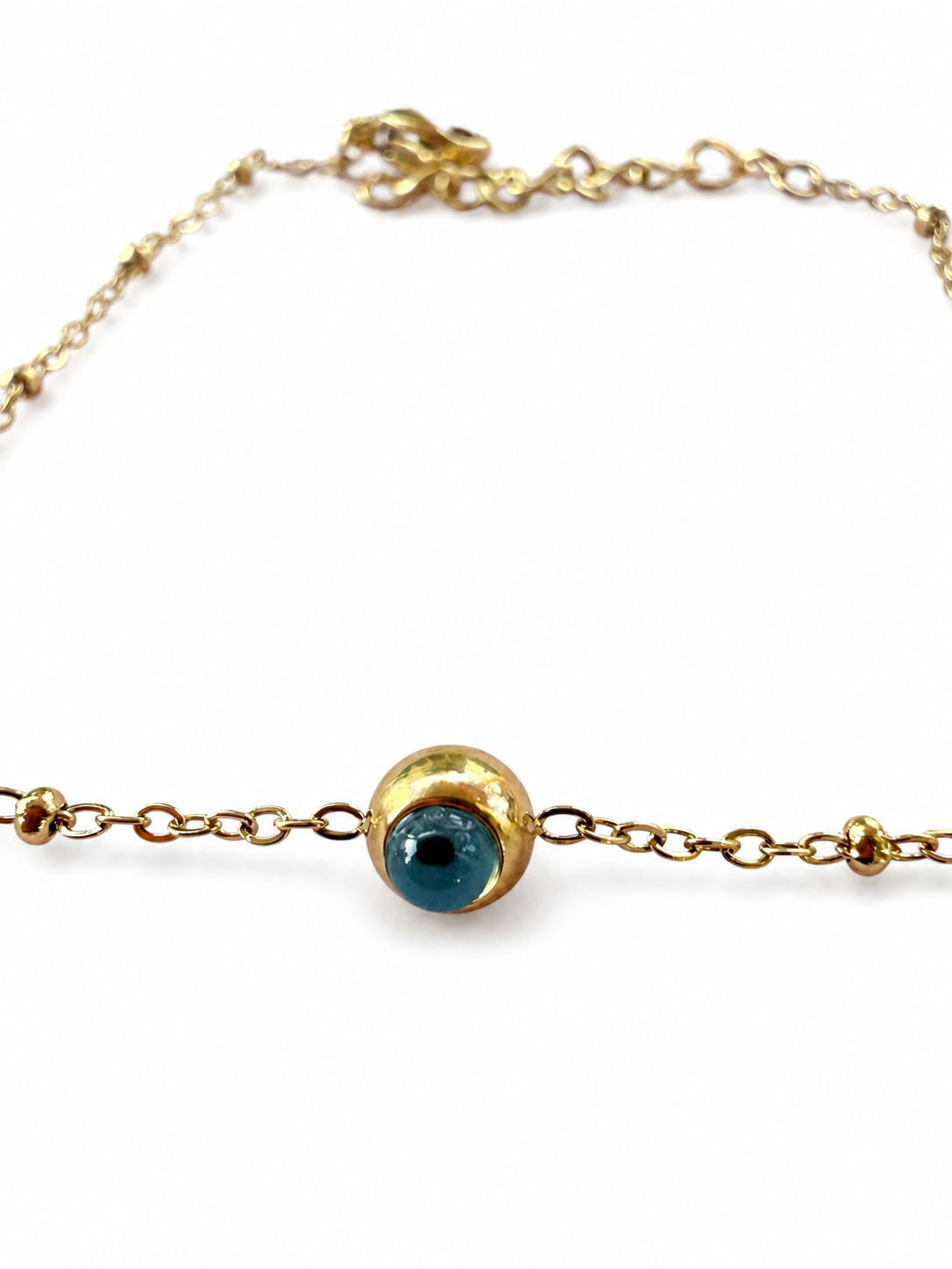 Gold Blue Evil Eye Chain Bracelet