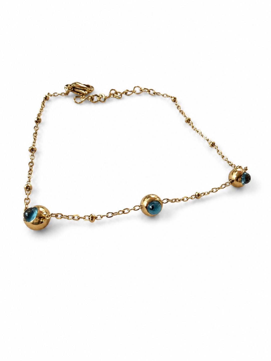 Gold Blue Evil Eye Chain Bracelet