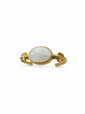 Floral Milky Gemstone Adjustable Gold Ring