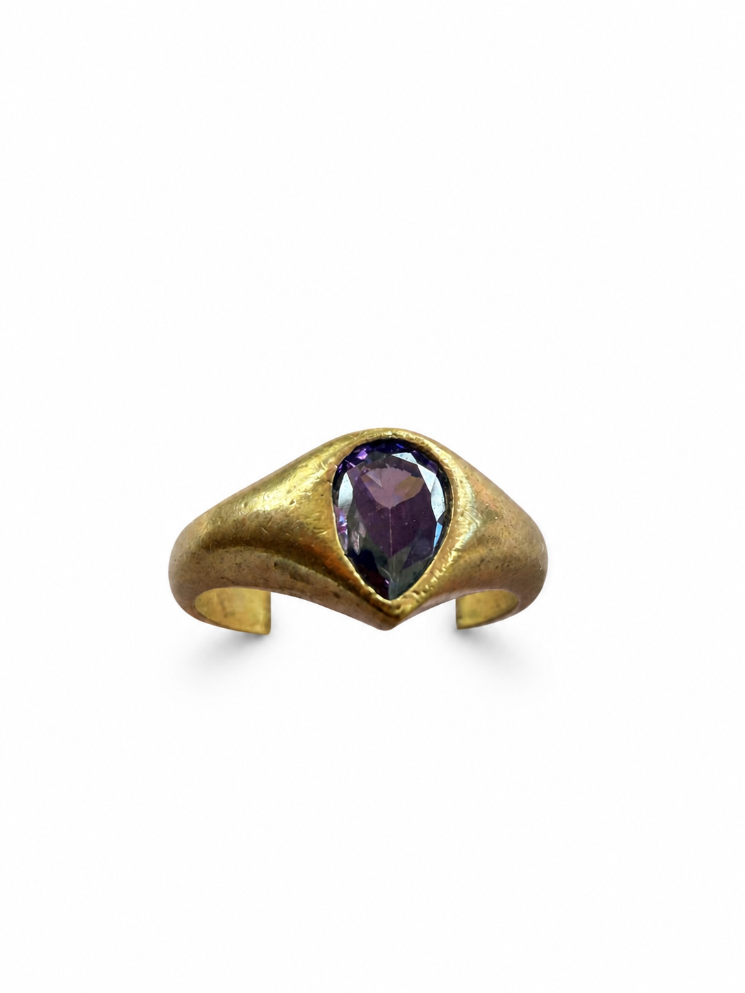 Purple Gemstone Adjustable Gold Ring