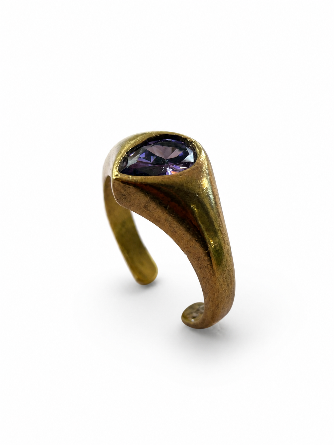 Purple Gemstone Adjustable Gold Ring