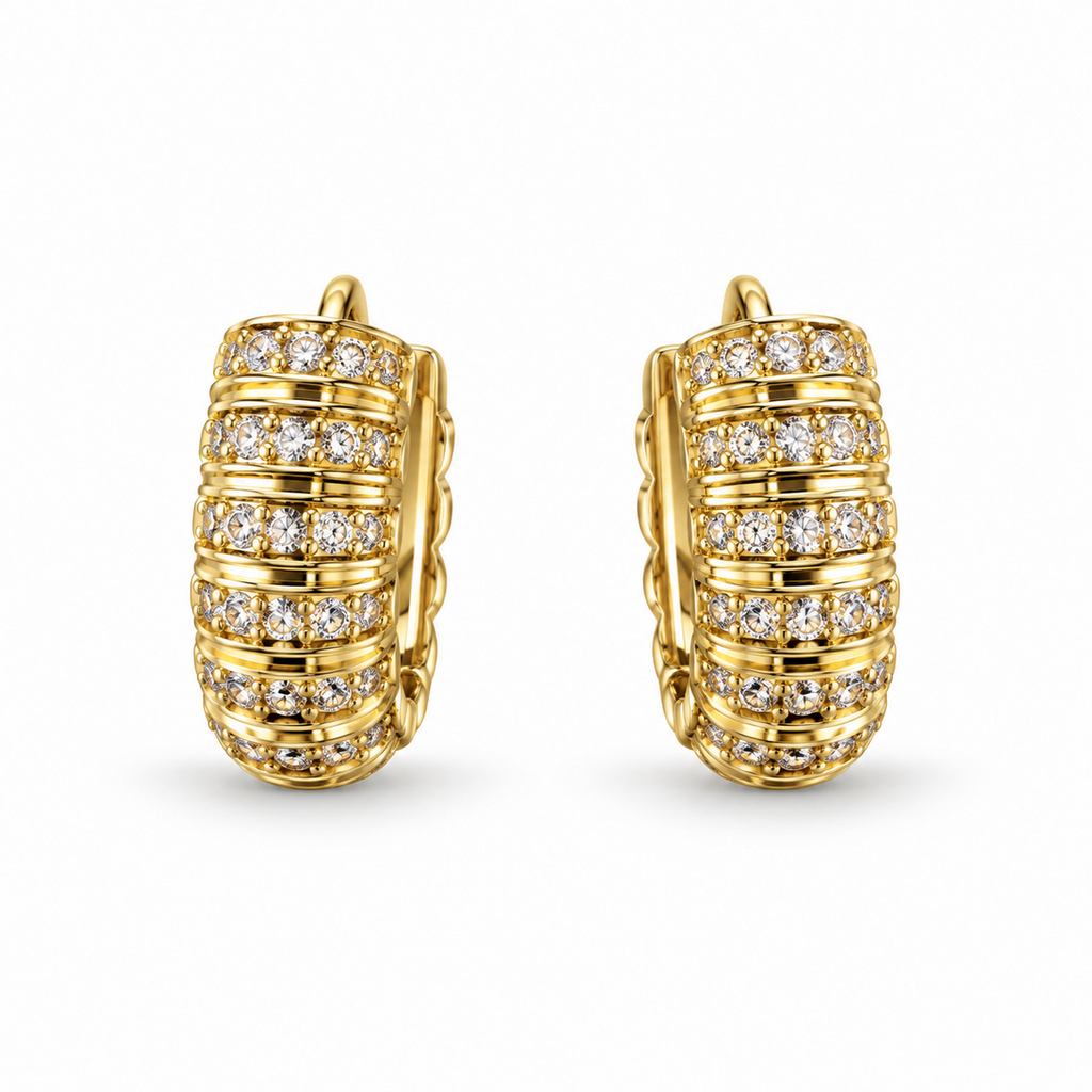 Gold Rainbow Crystal Huggie Earrings - view 1