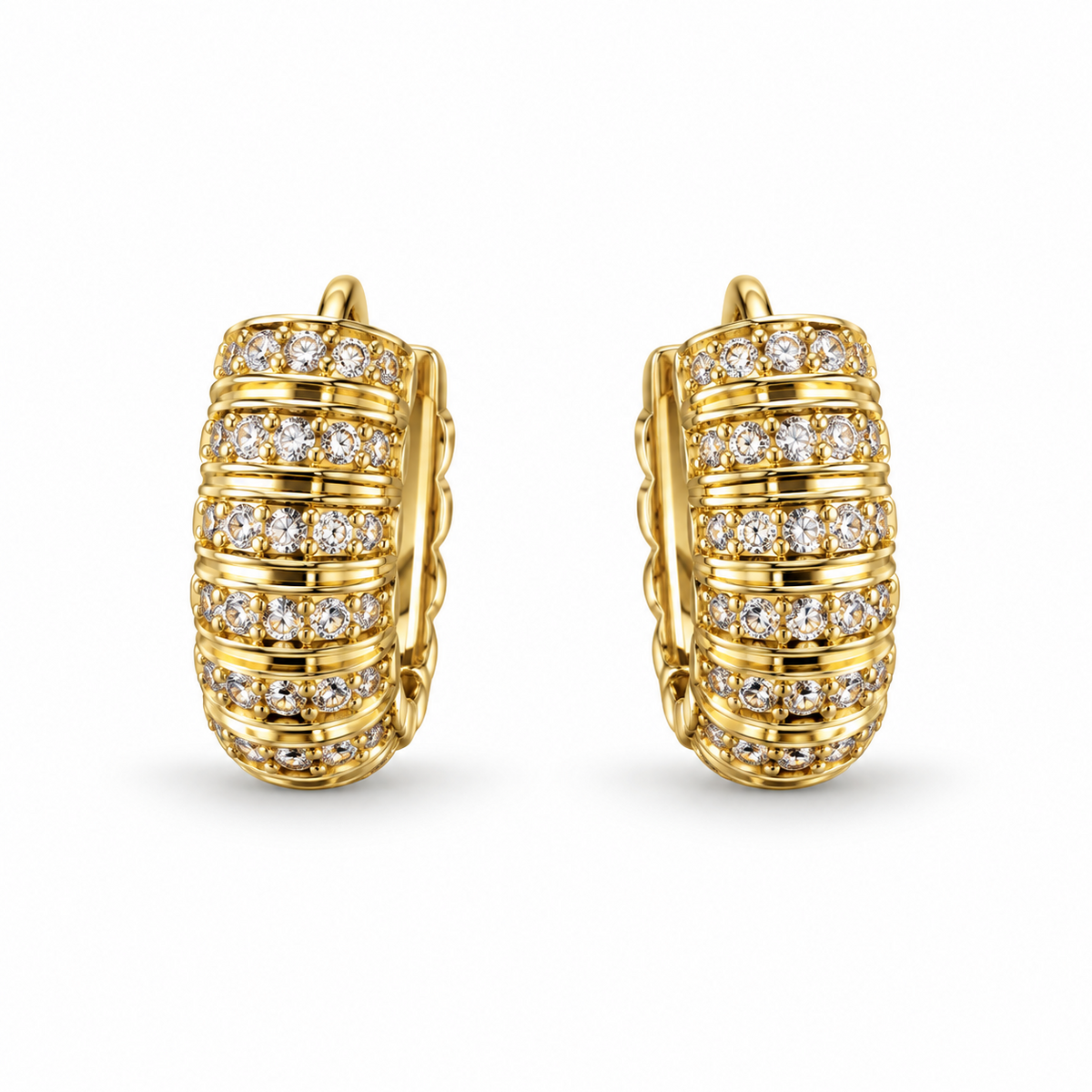 Gold Rainbow Crystal Huggie Earrings - view 1
