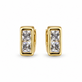 Gold Rectangular Crystal Huggie Earrings - view 1