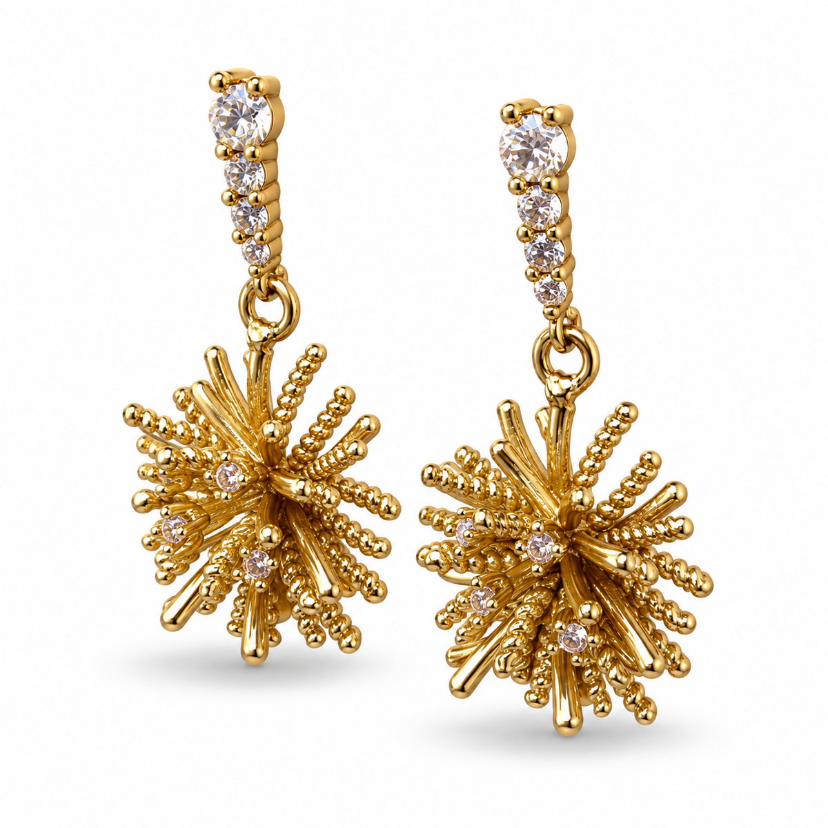 Gold Seashell Charm Huggie Earrings - view 2