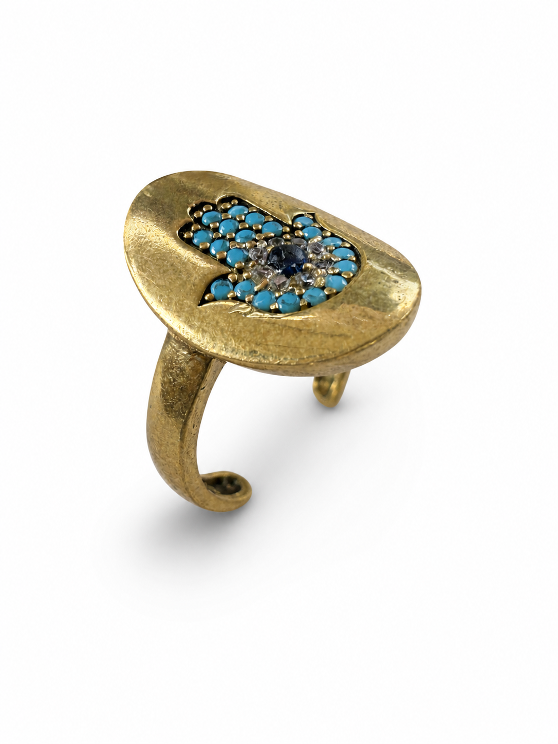 Turquoise Hamsa Adjustable Gemstone Ring