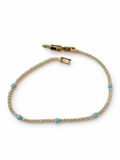 Gold Turquoise Round Crystal Tennis Bracelet