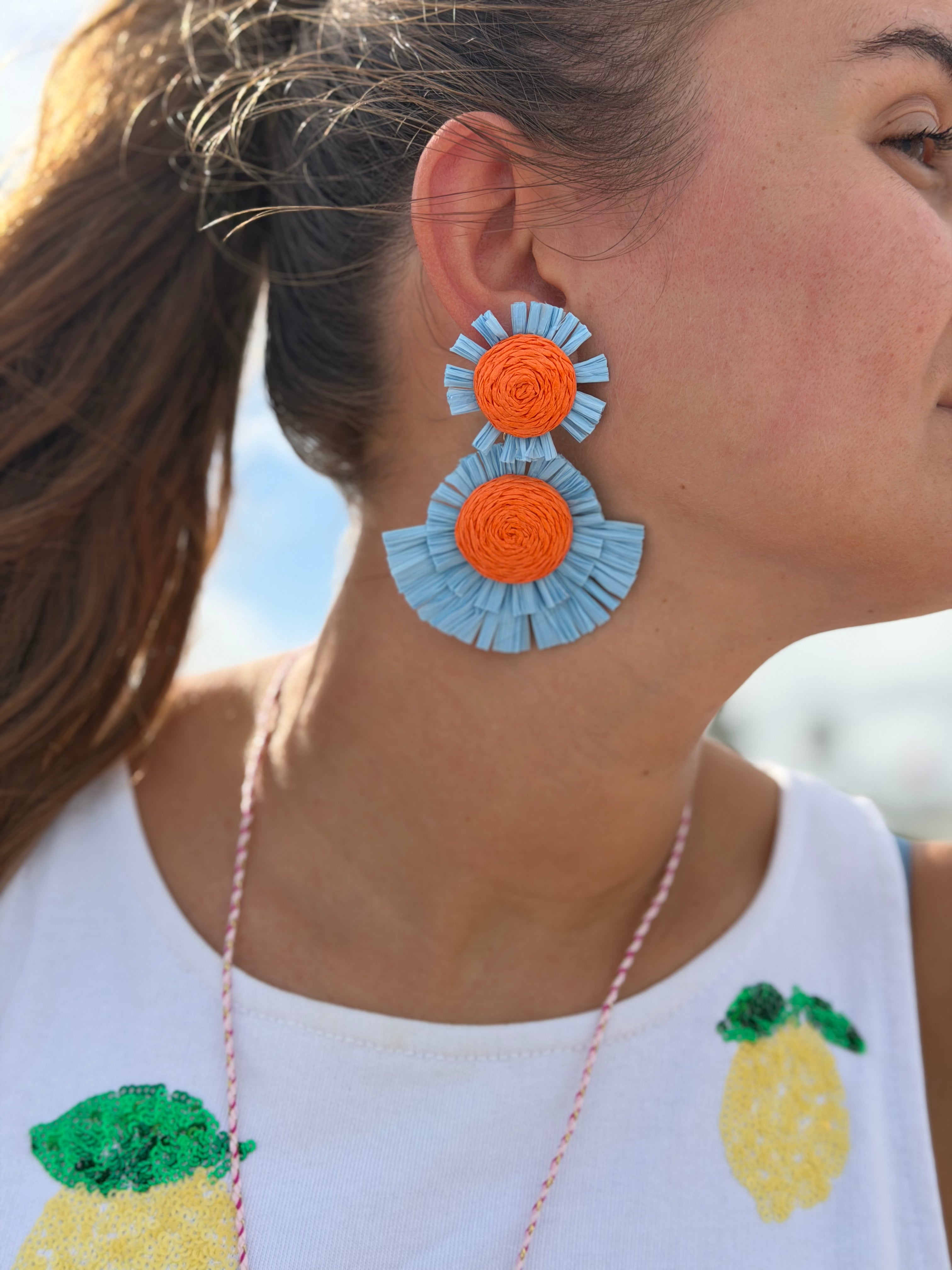 Handmade Fabric Daisy Flower Earrings