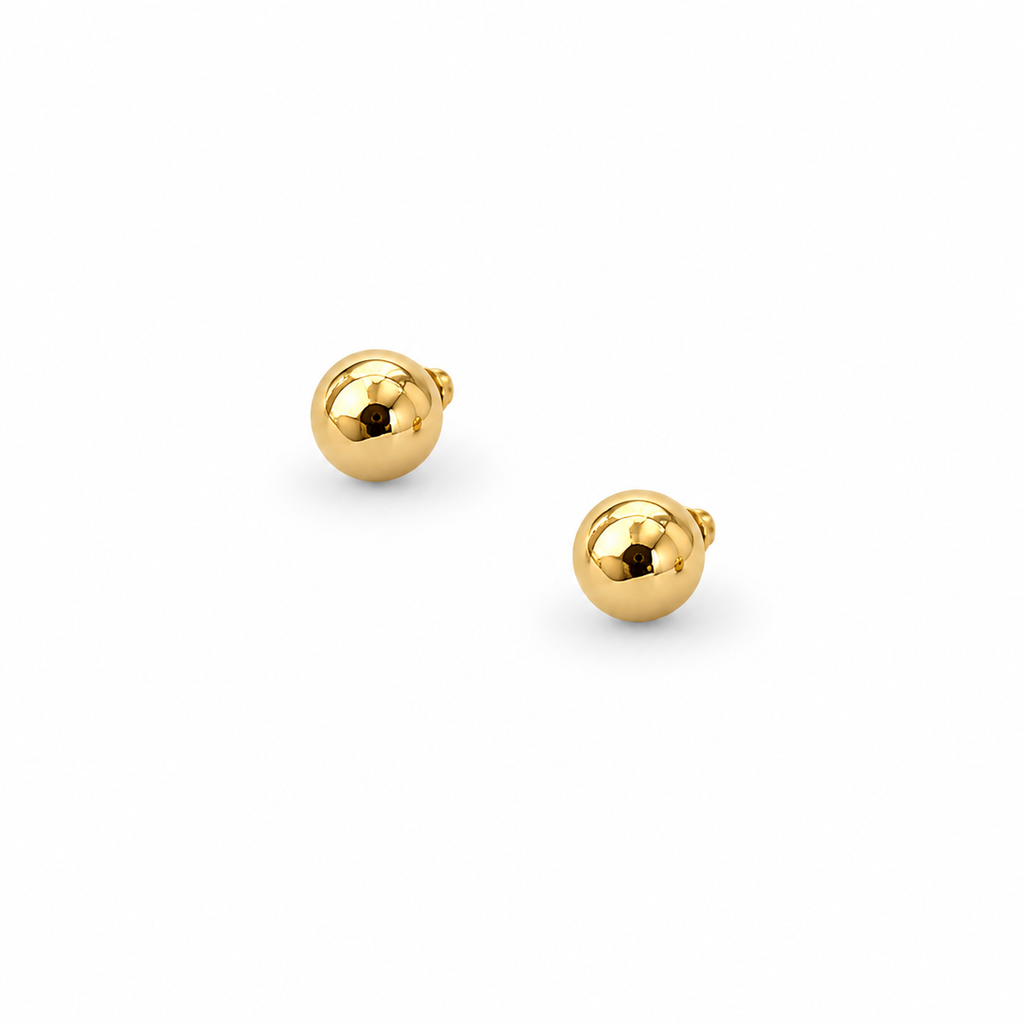 Minimal Gold Ball Stud Earrings - view 2