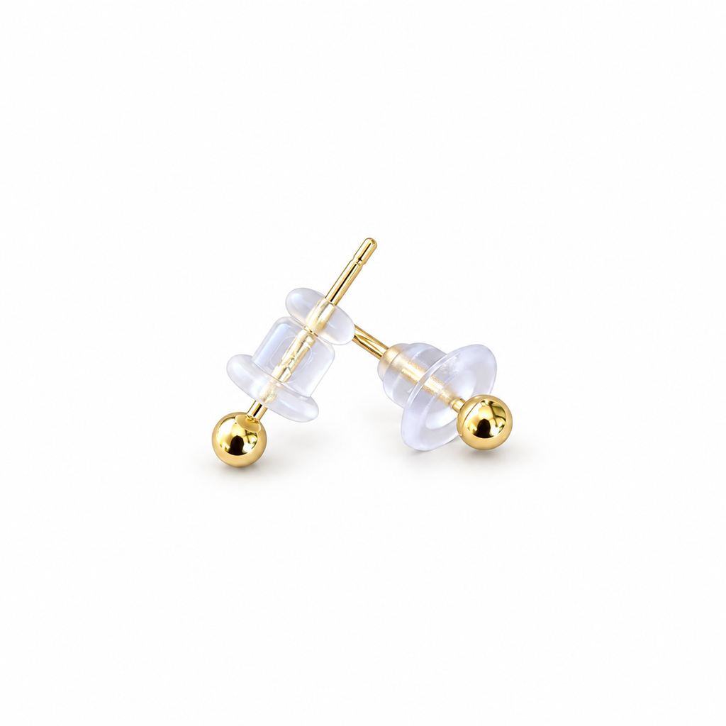 Minimal Gold Ball Stud Earrings - view 3