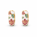 Multicolor Floral Enamel Huggie Earrings - view 1