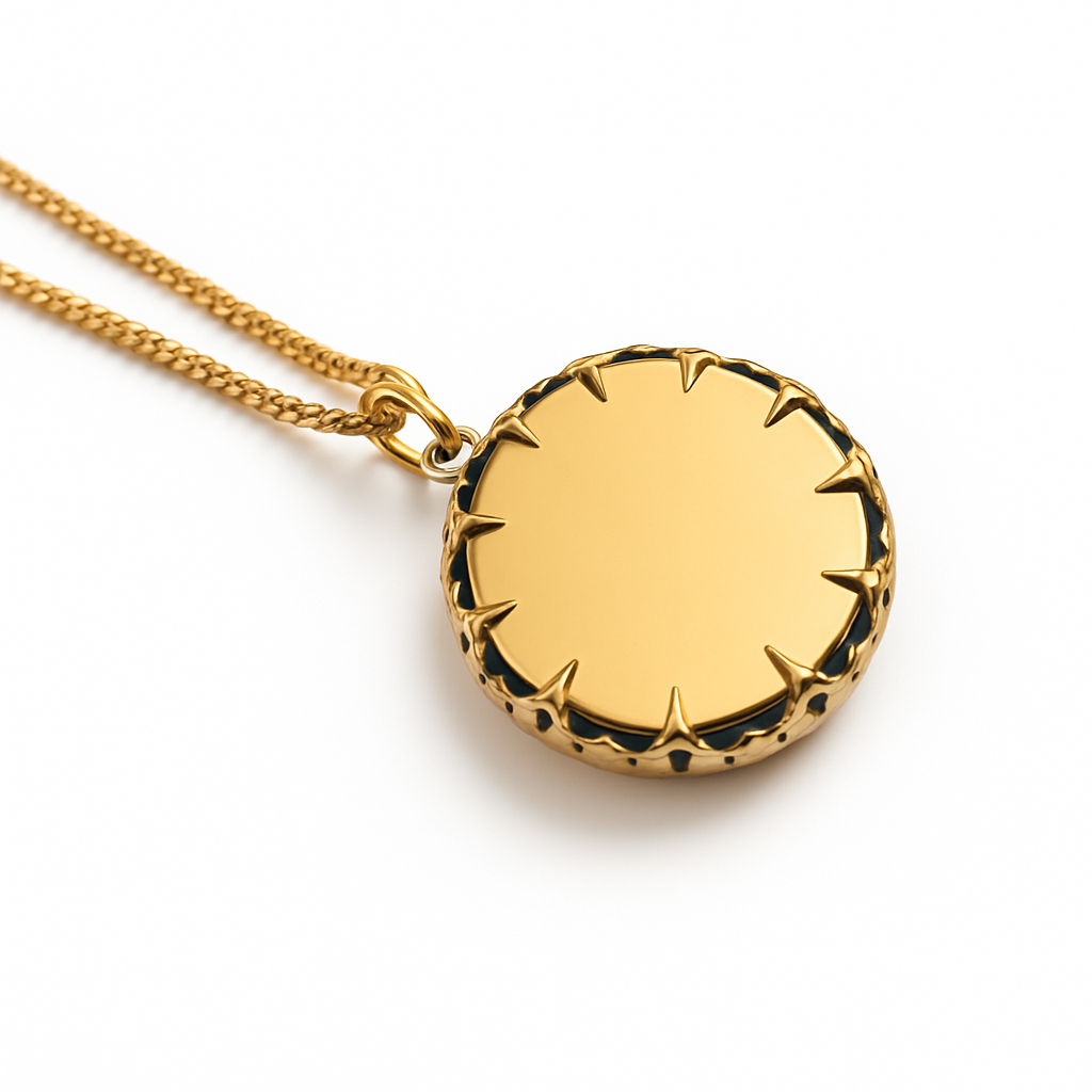 Teal Turquoise Stone Necklace with Gold North Star Pendant