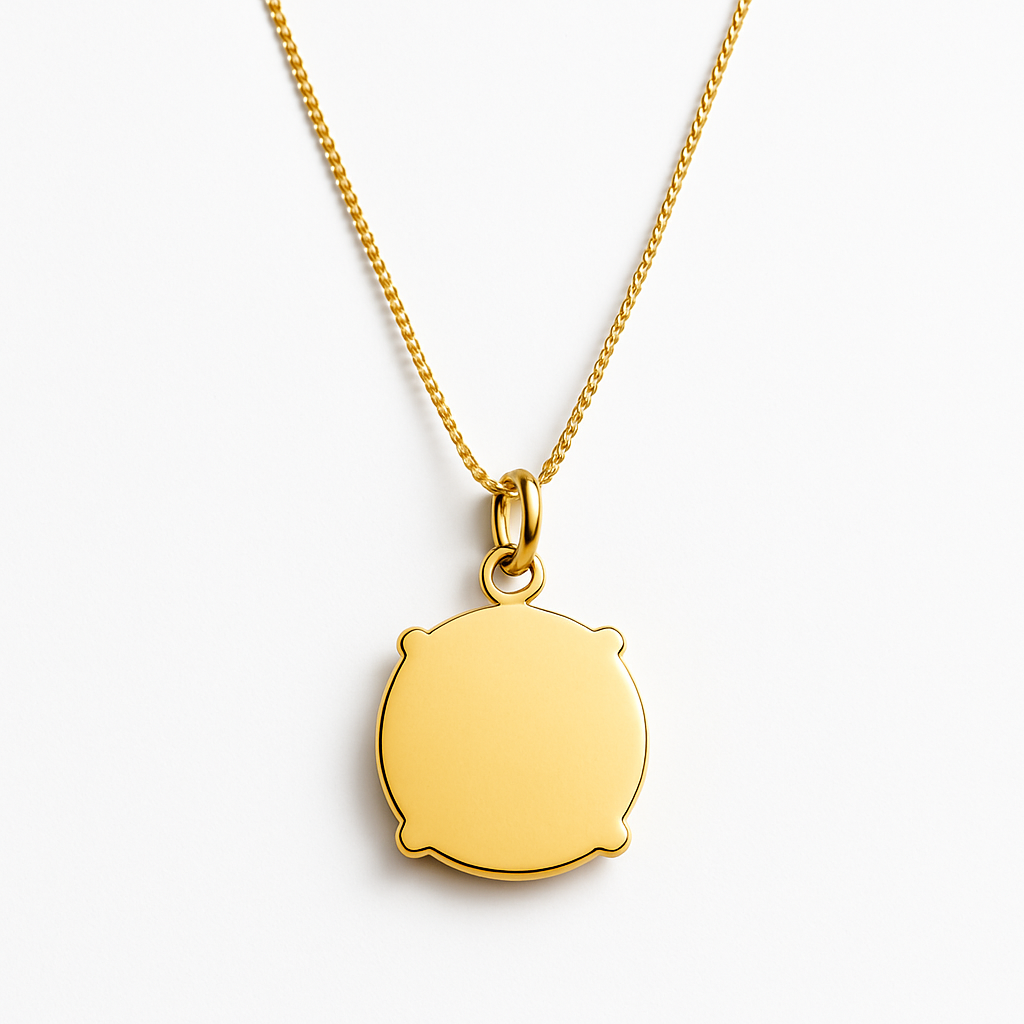 Gold Oval Mother of Pearl Pendant Necklace with North Star