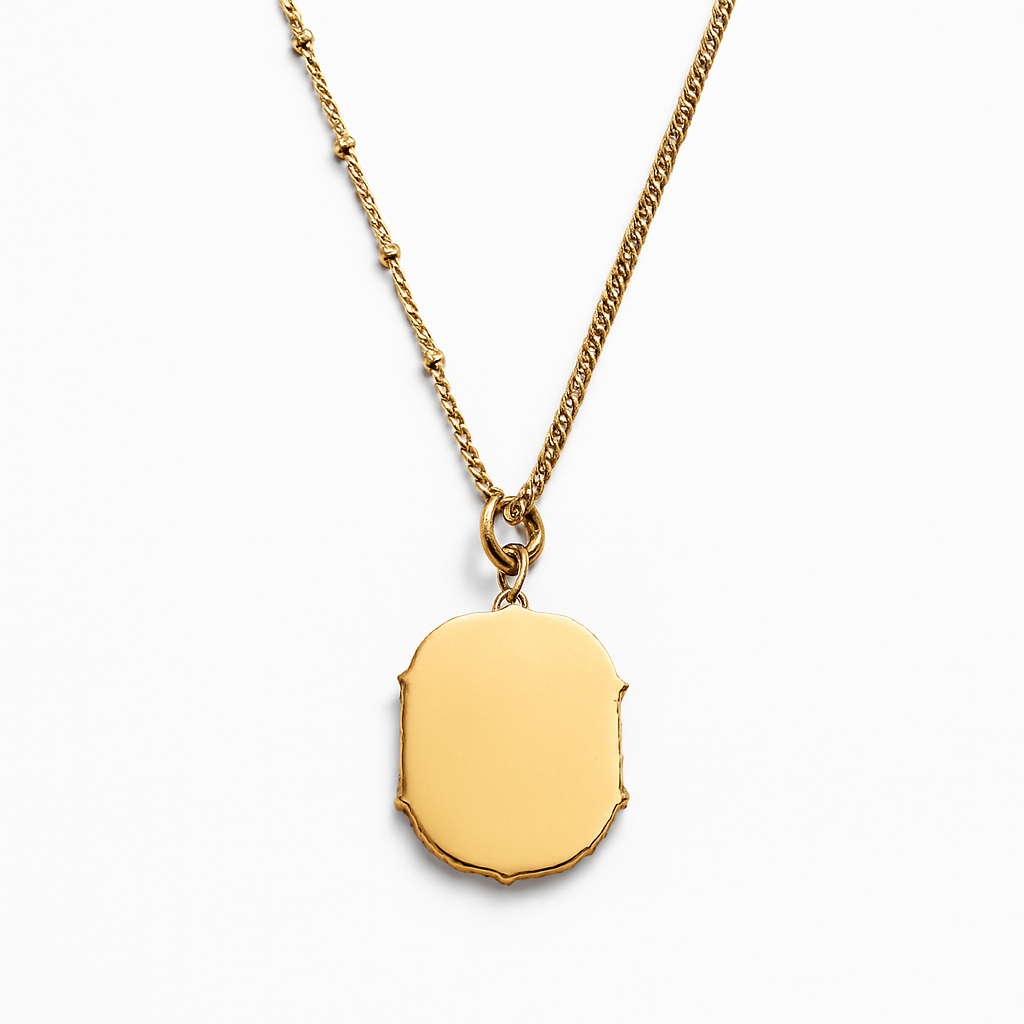 Gold Square Mother of Pearl North Star Pendant Necklace