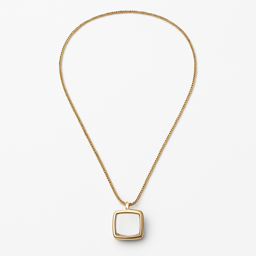 Gold Square Mother of Pearl Pendant Necklace