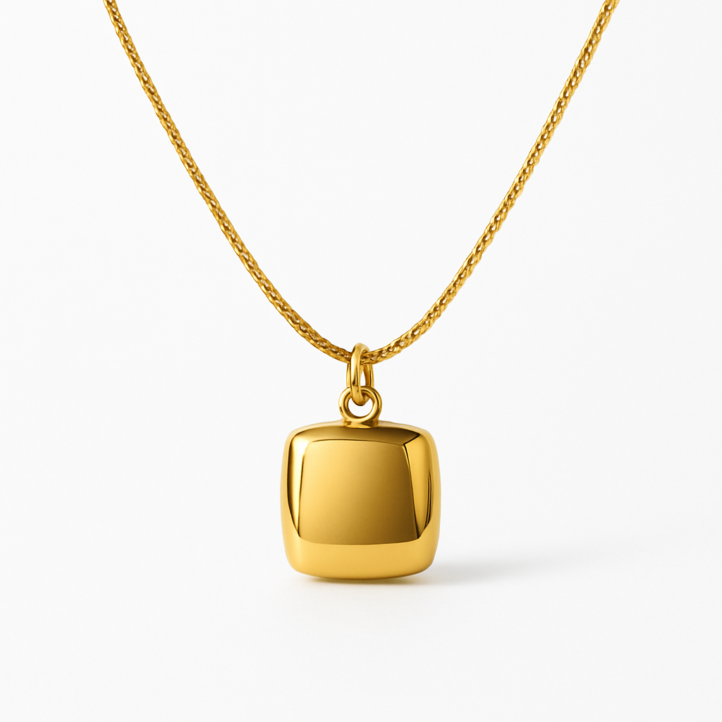 Gold Square Mother of Pearl Pendant Necklace