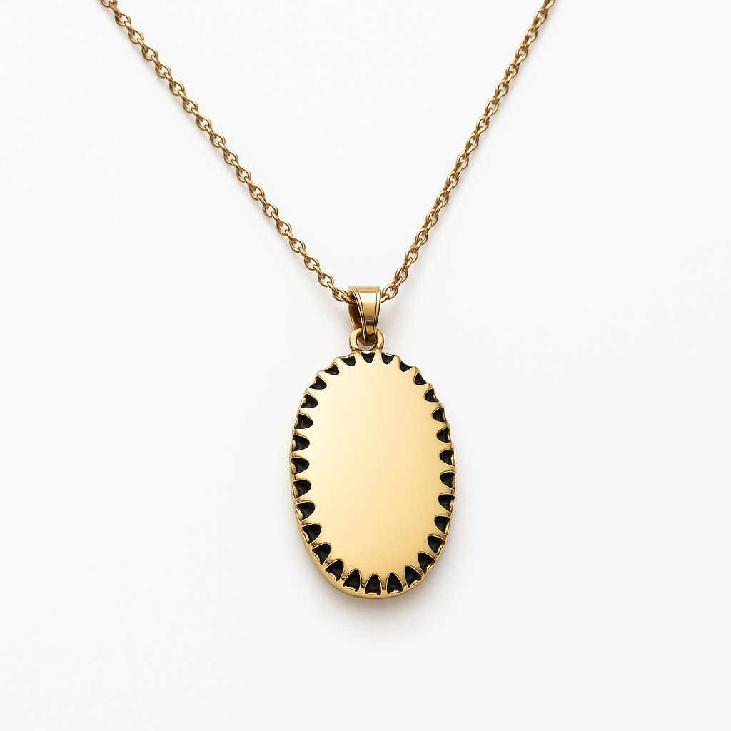 Gold Rectangular Dark Green Stone Pendant Necklace with Diamond Accent