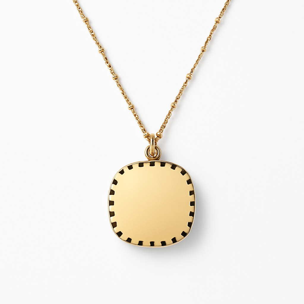 Gold Square Red Enamel Evil Eye Pendant Necklace