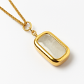 Gold Rectangular Crystal Stone Pendant Necklace