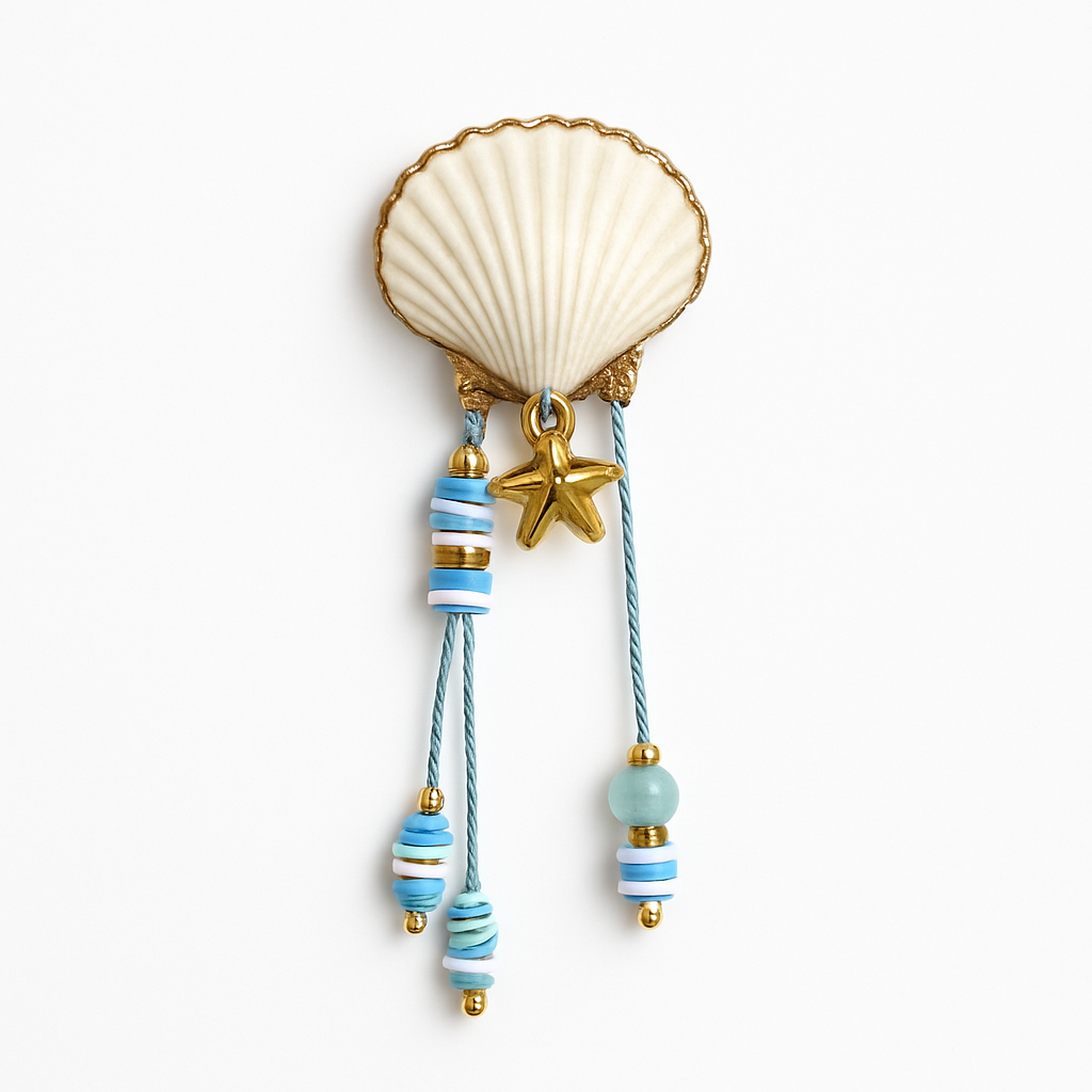 Gold Starfish Pendant Necklace with Mint and Pink Stone Accents