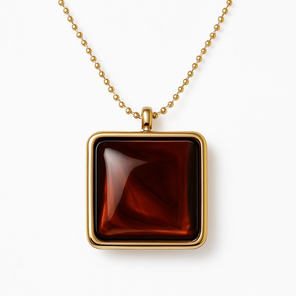 Gold Cross Pendant Necklace with Malachite Stone Center
