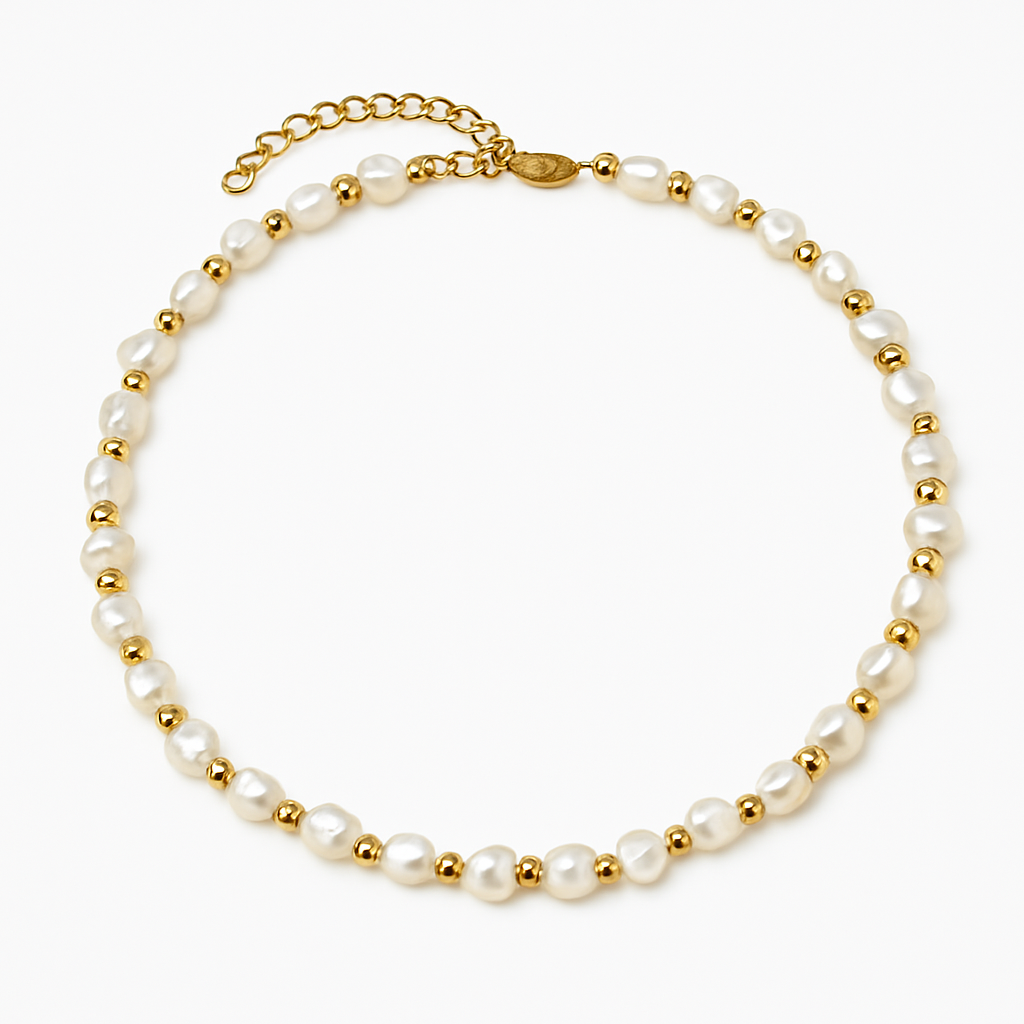Freshwater Pearl Necklace with Gold Spring Ring Clasp