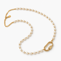 Freshwater Pearl Necklace with Gold Carabiner Clasp