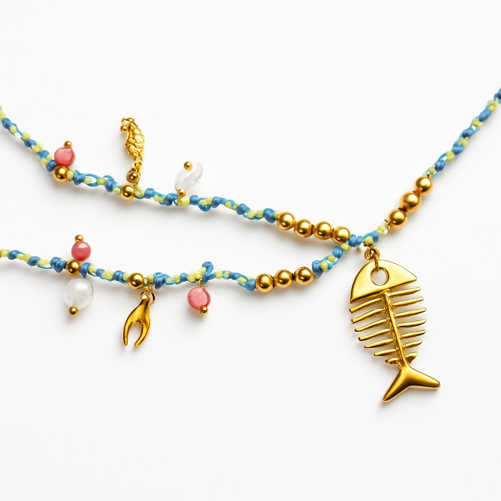 Freshwater Pearl Necklace with Gold Carabiner Clasp