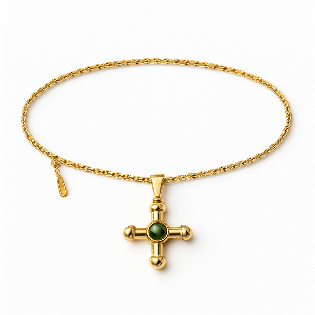 Braided Turquoise Cord Necklace with Gold Crab and Pearl Pendant