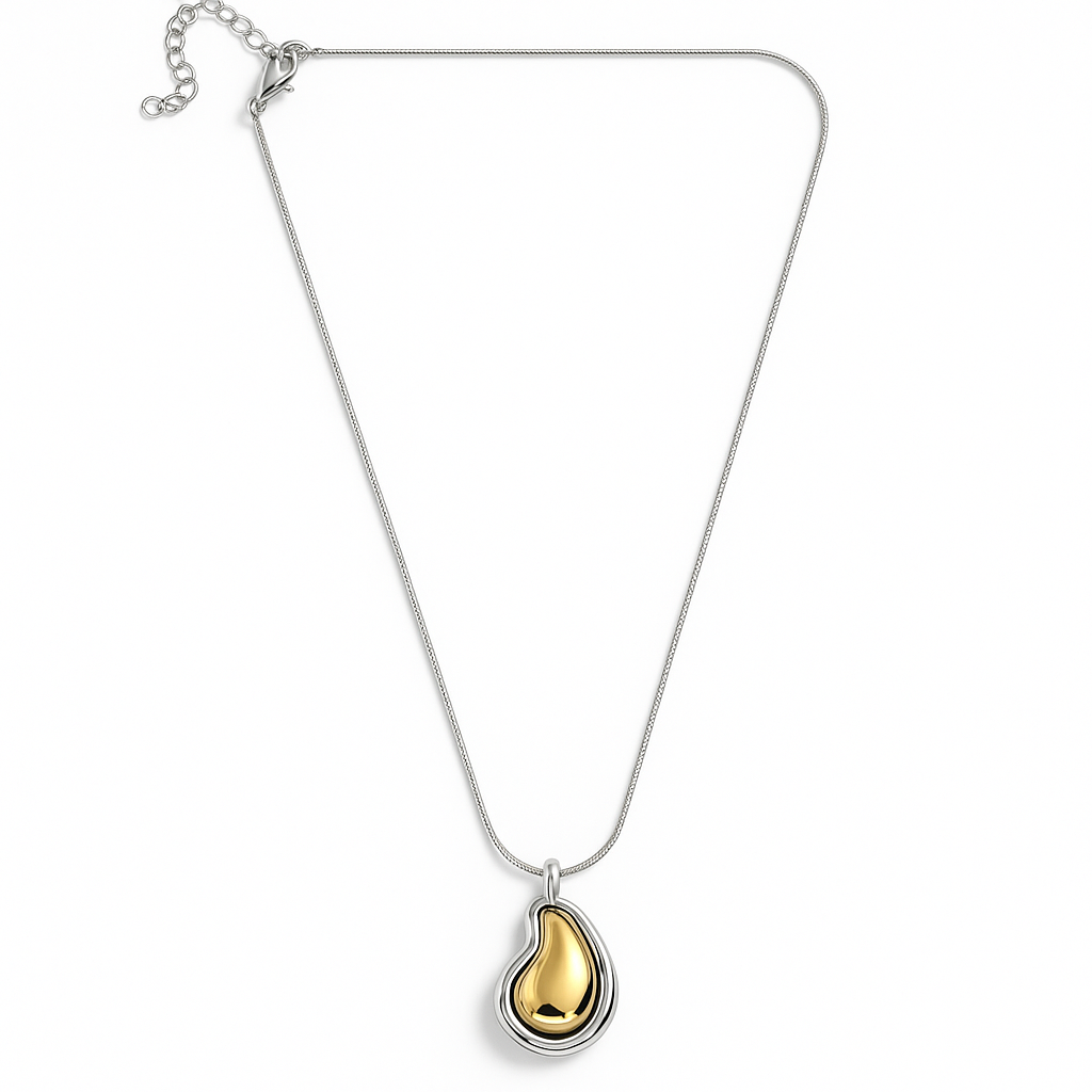 Silver Chain Necklace with Scallop Shell and Conch Charm Pendants