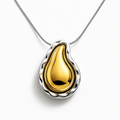 Two-Tone Gold and Silver Teardrop Pendant Necklace