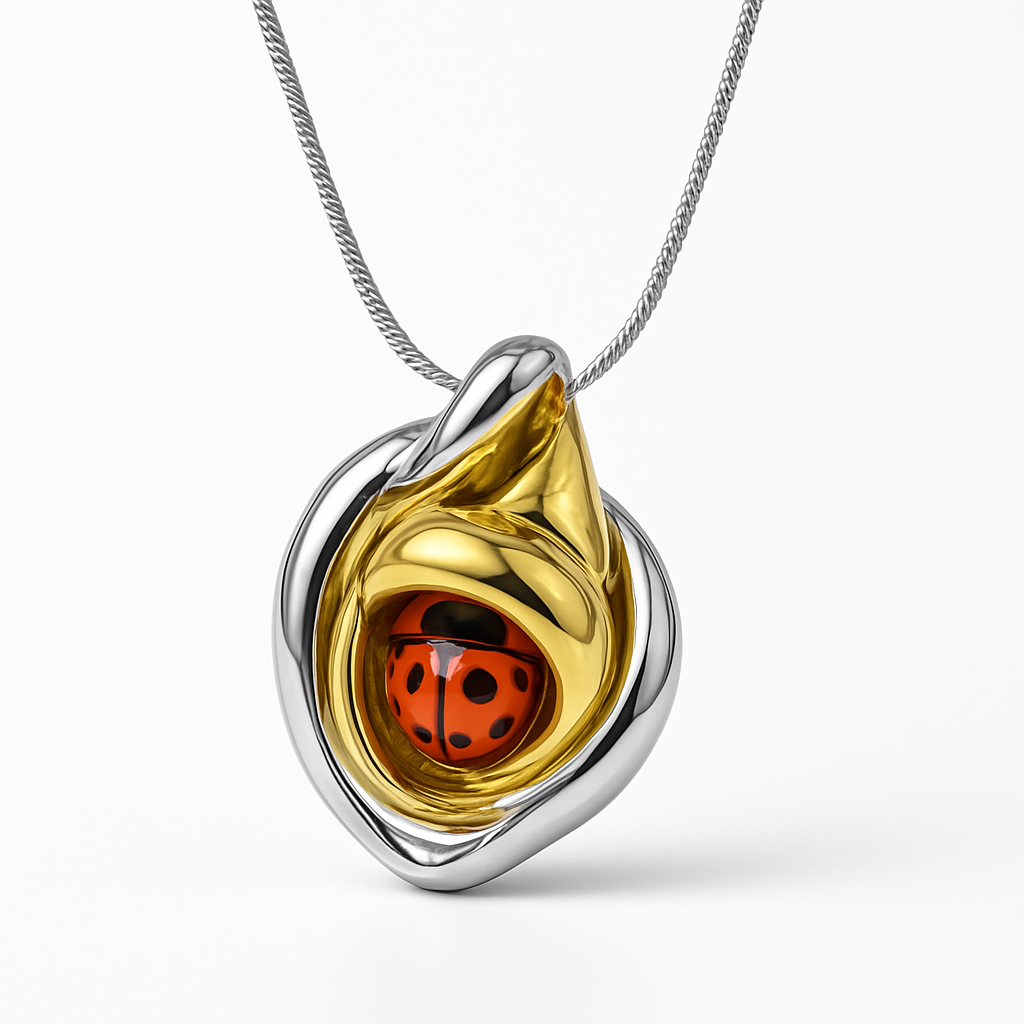 Two-Tone Gold and Silver Teardrop Pendant Necklace