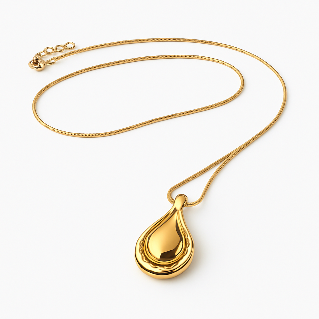 Two-Tone Gold and Silver Teardrop Pendant Necklace