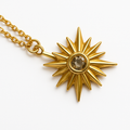 Gold North Star Starburst Crystal Pendant Necklace