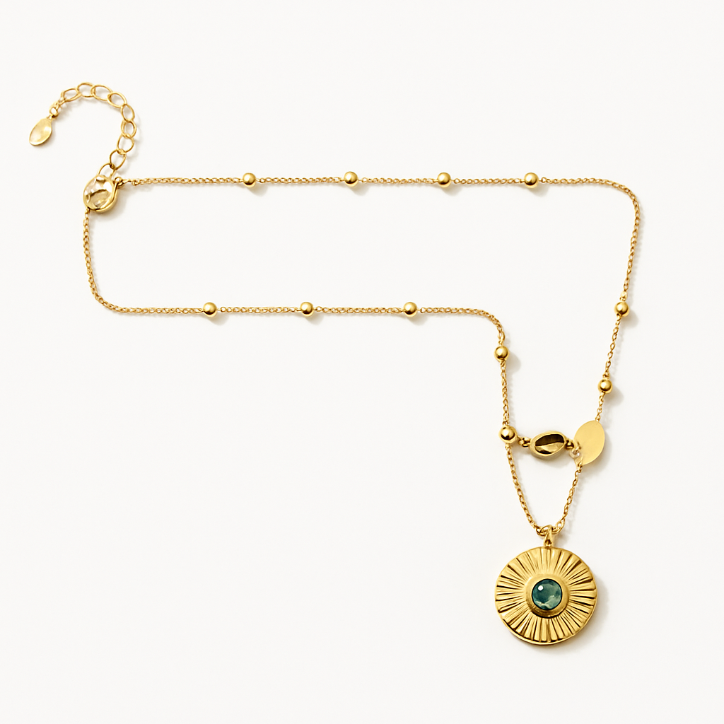 Gold North Star Starburst Crystal Pendant Necklace