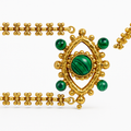 Gold Chain Necklace with Malachite Multi-Stone Medallion Pendant