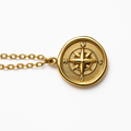 Gold Compass Rose Coin Pendant Necklace