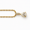 Gold Ball Chain Necklace with Pear Crystal Drop Pendant