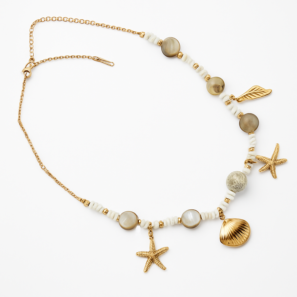 Gold Ball Chain Necklace with Pear Crystal Drop Pendant
