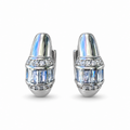 Silver Baguette Crystal Huggie Earrings - view 1