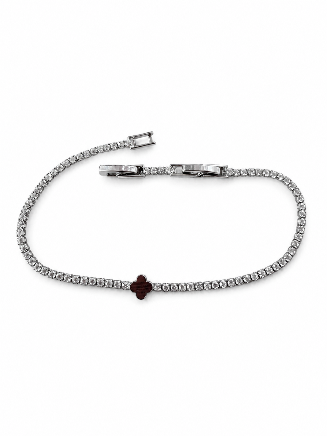 Silver Clover Crystal Tennis Bracelet