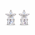 Silver Crystal Floral Stud Earrings - view 1