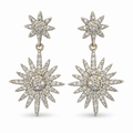 Silver Double Starburst Drop Earrings - view 1