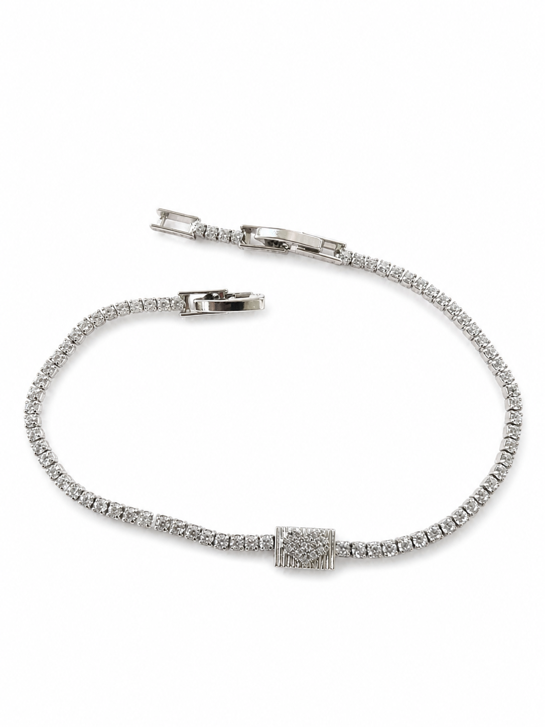 Silver Pavé Bar Crystal Tennis Bracelet