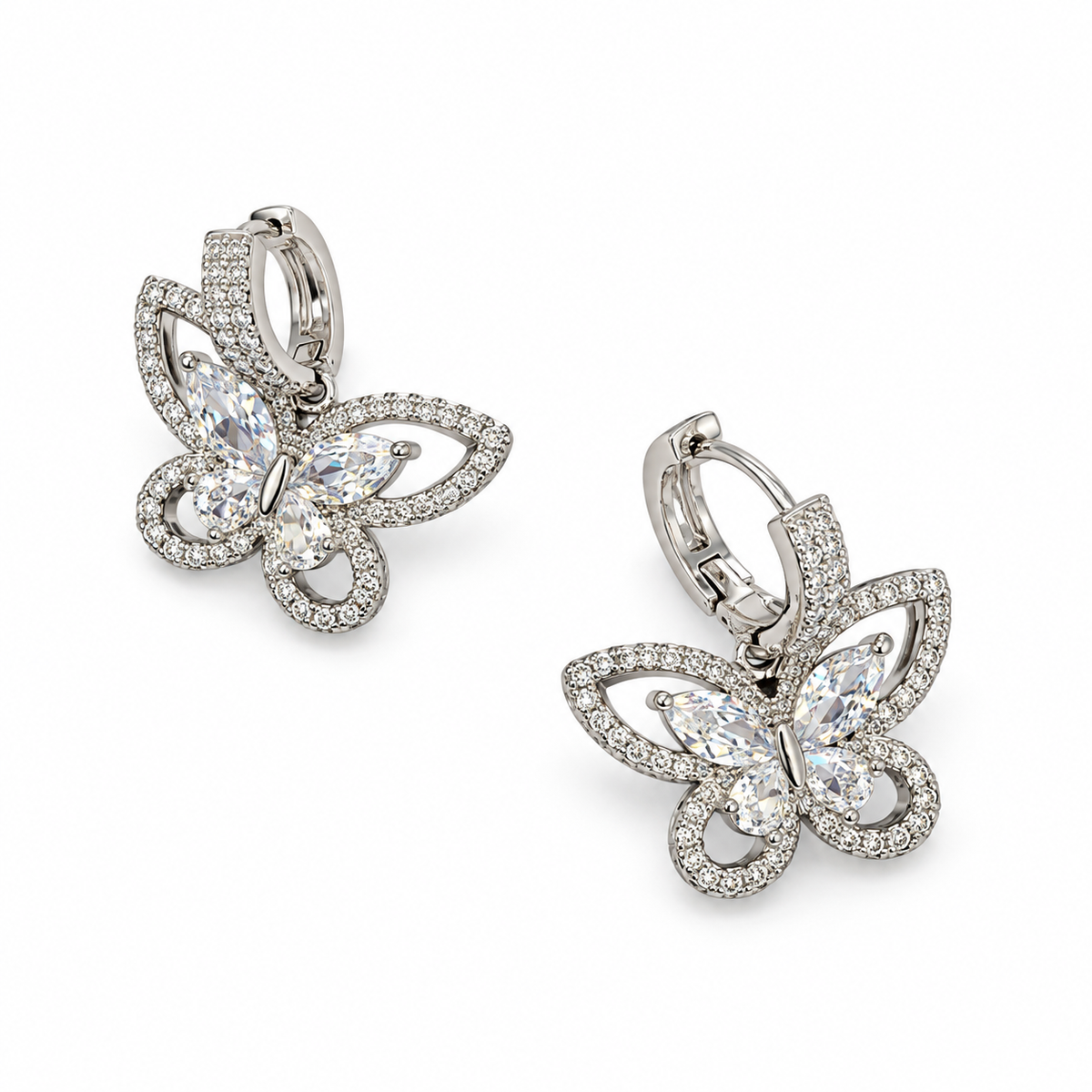 Silver Pavé Butterfly Earrings - view 3