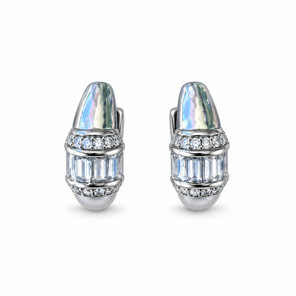Silver Pavé Huggie Hoop Earrings - view 1
