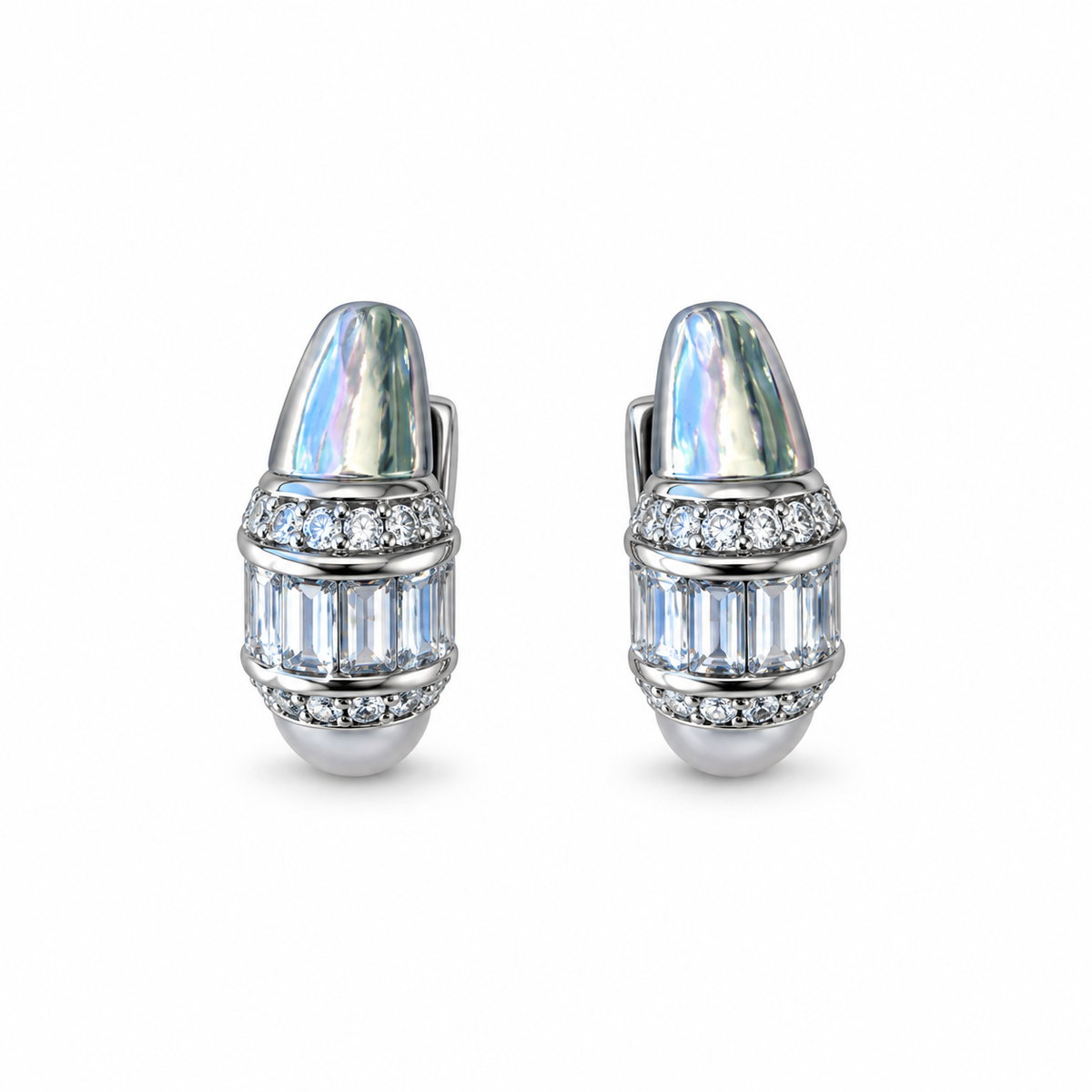 Silver Pavé Huggie Hoop Earrings - view 1