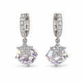 Silver Solitaire Crystal Drop Huggie Earrings - view 1